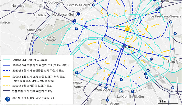 파리시 자전거 고속도로망 지도